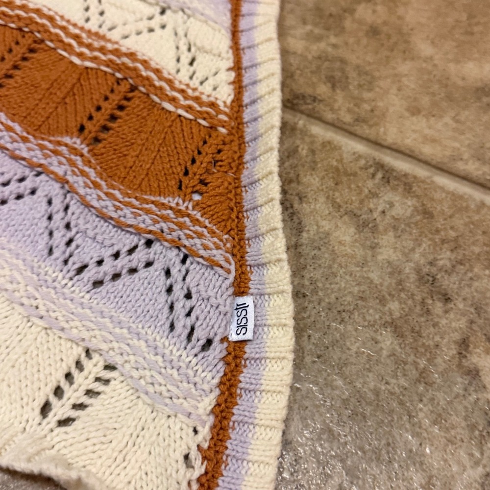 Sisstrevolution Knit Halter Top Rust Lavender Cream Striped Pointelle Boho XS - Picture 3 of 9